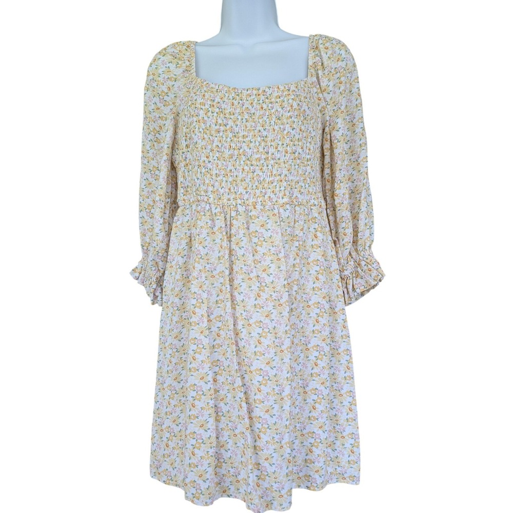 Hollister Cottagecore Coquette Fairycore Floral Smocked Mini Dress Large